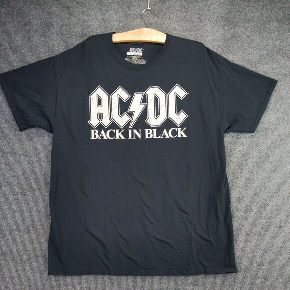 AC/DC Back In Black T Shirt Size XL Black Big Graphic Logo Short Sleeve - Picture 5 of 13